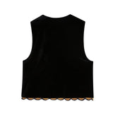 Gwmlk And Winter New Embroidered Velvet Fashion Cardigan Vest