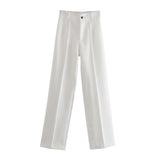 Gwmlk New Summer Style Straight Tube High Waist Shows Thin Solid Color Casual Pants 2761048