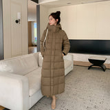 Long Standing Collar Down Cotton Padded Jacket Female 2024 Autumn Winter New Loose Korean Version Show Thin All-Match Coat