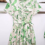 Gwmlk New Series Of Spring Printed Belt-Lined Dress