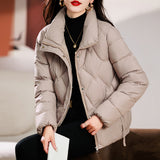 New Cotton-Free Clothes Women's Short Thick Show Thin Down Cotton-Padded Jacket Korean Version Loose Standing Collar Small Cotton-Padded Jacket Coat