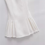 Gwmlk New Spring Style Wide-Pleated Slim Dress With Short Suspenders 2602777