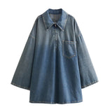 Gwmlk New Denim Loose Single Bag Decorated Short Dress 3607282