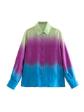 Gwmlk Spring Tie-Dye Printed Fashion Leisure Long-Sleeved Shirt