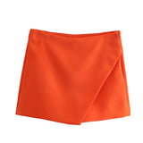 Gwmlk New Korean Version Of High Waist And Long Legs Asymmetrical Candy Colored Skirt Skirt Pants