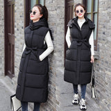 Cotton Jacket Vest Women's Medium Long Coat 2024 New Autumn And Winter Vest Through The Knee Horse Clip Thickened