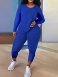 Gwmlk Independent Station Large Size Women's Long-Sleeved Trousers Two-Piece Suit In Solid Color