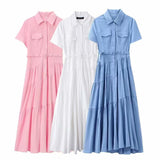 Gwmlk New Spring Style Spliced Dress With Belt Shirt 2240371