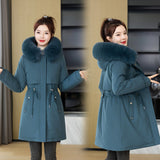 To Overcome The Female Long 2024 New Korean Version Of Fashion Slim Cotton Clothes Winter Plus Velvet And Thick Down Cotton Padded Coat