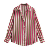 Gwmlk Striped Satin Casual Shirt 8160562 In Autumn