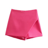 Gwmlk New Korean Version Of High Waist And Long Legs Asymmetrical Candy Colored Skirt Skirt Pants