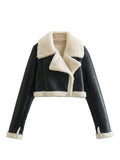 Gwmlk 2024 New Double-Sided Loose Short Suit Collar Zipper Fur Integrated Jacket