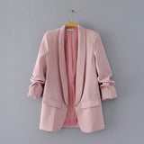 Gwmlk Spring Style Pleated Sleeve Sag Urban Leisure Candy Color Women's Suit Coat