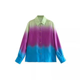 Gwmlk Spring Tie-Dye Printed Fashion Leisure Long-Sleeved Shirt