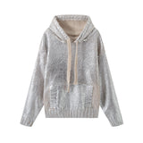 Gwmlk New Metal Color Hooded Hooded Knitted Sweater 2893157