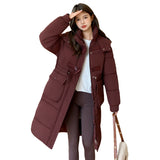 Coat Coat Female New Winter Hooded Down Cotton Long Over The Knee Thick Waist Show Thin Cotton-Padded Jacket