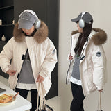 Jacket Female Winter New 2024 Small Couples Overalls Down Cotton Suit Big Wool Collar Pie To Overcome The Thick Coat