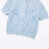 Gwmlk New Embroidered Slim Short-Sleeved Round-Neck Knitted Coat 3920131