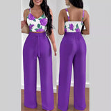 Gwmlk Independent Station Spring And Summer New Fashion Printing Suspenders To Attract 2-Piece Sets Of Trousers