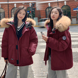 Down Cotton Jacket Female 2024 Winter New Thickened Senior Couples Big Wool Collar Padded Coat