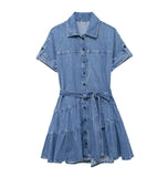 Gwmlk New Literature And Art Vintage Series Denim Short Dress 2553046