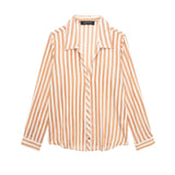 Gwmlk New Street Style Casual Loose Single-Breasted Striped Shirt 9878098