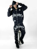 Gwmlk Gothic Printed Hoodie Personality High-End Tide Brand Loose Men's And Women's Sweater Suit