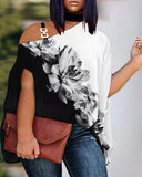 Gwmlk Plus-Size Women's Wear 2024 Summer New Fashion Off-Shoulder Casual Printed T-Shirt