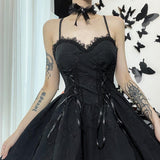 Gwmlk Winter Dress New Style Dress Dark Style Jacquard A Pendulum Back Halter Dress