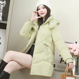 Temperament Hooded Long Down Cotton-Padded Jacket Female 2024 Winter New Slim Show Cotton-Padded Jacket Versatile Coat