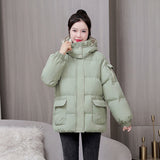 Cotton Clothing Female Short Style 2024 New Korean Version Of Bread Clothing Winter Loose Cotton-Padded Jacket Hat And Thick Cotton-Padded Jacket Coat