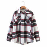 Gwmlk Autumn Women's Wear Urban Leisure Woolen Plaid Shirt Jacket