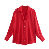 Gwmlk Spring Style New Spring Satin Texture Classic Shirt 7969046