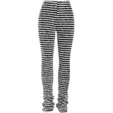 Gwmlk Spring Striped Casual Pants Knitted And Stitched Sexy Slim High Waist Personality Long Trousers