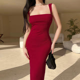 Gwmlk Spring And Summer Style Gentle Lady Socialite Style 2024 Temperament Basic Style Suspender Dress Woman