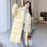 Fufu Yellow Down Cotton Coat Female Medium Long Winter 2024 New Loose Coat Thick Cotton-Padded Coat