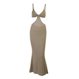 Gwmlk Hollowed-Out Halter Dress Women's Dress Sexy Temperament And Elegant Slim Dress In Spring