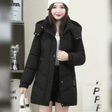 Temperament Hooded Long Down Cotton-Padded Jacket Female 2024 Winter New Slim Show Cotton-Padded Jacket Versatile Coat