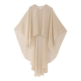 Gwmlk New Pure Color Tulle Asymmetrical Cloak Coat 8741204