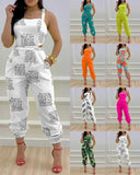 Gwmlk New Style Independent Station Fashion Braces Fashion Style Printed Conjoined Trousers Spot Girl