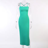 Gwmlk Knitted Suspender Sexy Split Dress Summer Women's Temperament Spicy Dress