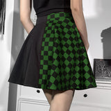 Gwmlk Dark Girl Is A Hit Color Thousand Bird Plaid Spliced Skirt 2024 Spring Sexy High Waist Half