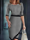 Gwmlk Independent Station Large-Size Women's Dress New Round-Neck Printed Fashion Dress