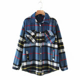 Gwmlk Autumn Women's Wear Urban Leisure Woolen Plaid Shirt Jacket