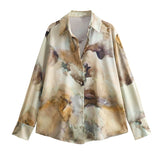 Gwmlk Spring Tie-Dyed Satin Texture Shirt 6962025 Skirt 6962024