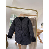 Wool Splicing Down Cotton Jacket Female Winter 2024 The Korean Version Of Loose Diamond Case Light Warm Cotton-Padded Jacket Padded Jacket Coat