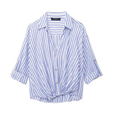 Gwmlk Spring Blended Striped Loose Casual Shirt 3035787