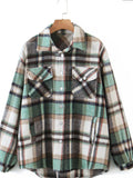 Gwmlk Autumn Women's Wear Urban Leisure Woolen Plaid Shirt Jacket