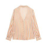 Gwmlk New Street Style Casual Loose Single-Breasted Striped Shirt 9878098