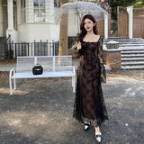 Gwmlk Pure Wants To Show Chest Lace A Dress Autumn New Literary Retro Style Dress Girl